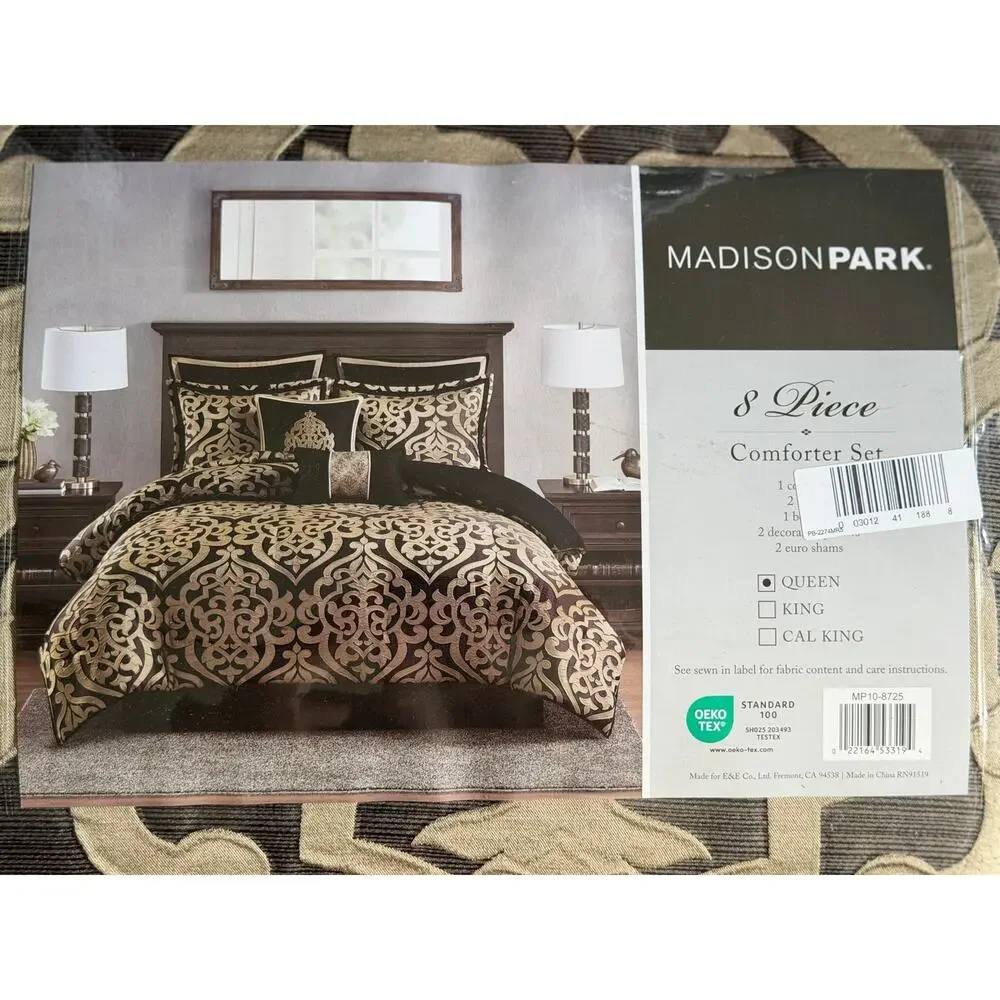 NEW! Madison Park Dillon/Odette 8PC Jacquard Comforter Set Queen
